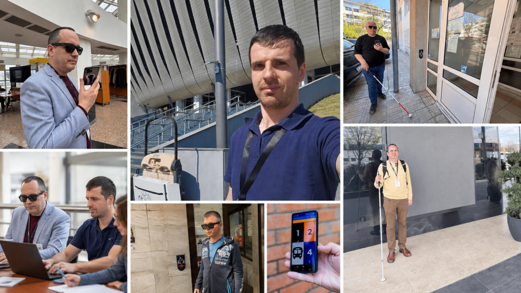 Colaj cu membri ai echipei Step Hear România și colegi cu deficiență de vedere implicați în dezvoltarea, testarea și implementarea soluțiilor de accesibilizare la nivel național.
